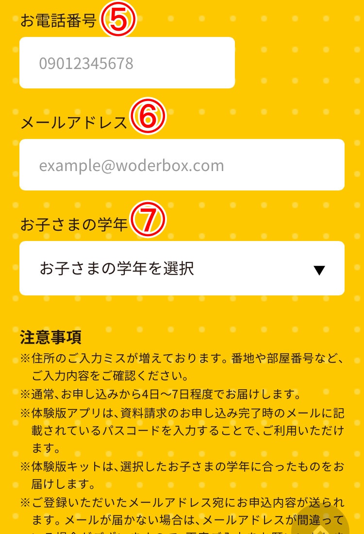 ワンダーボックスの資料請求フォーム